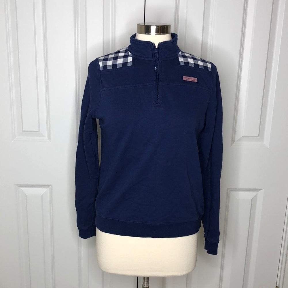 Vineyard Vines Girls Lookout Gingham Classic Shep Shirt Blue White 16